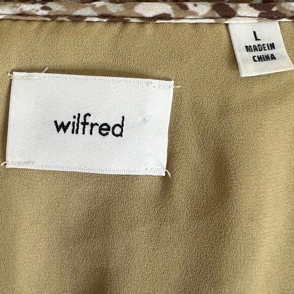 Wilfred Womens Daydreamer V-Neck Mini Dress Large Brown White Pleated Chiffon - Picture 5 of 7